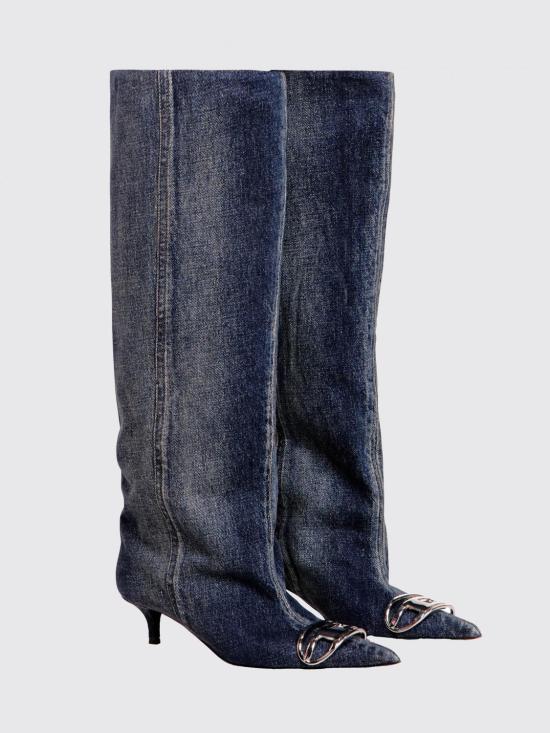 26SS 디젤 D-비너스 슬라우치 니하이 부츠 데님 Y03765P8093 H1940 Blue - DIESEL