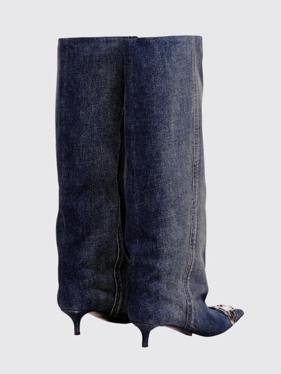 26SS 디젤 D-비너스 슬라우치 니하이 부츠 데님 Y03765P8093 H1940 Blue - DIESEL