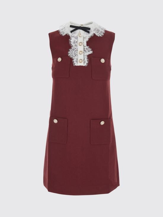 26FW 셀프 포트레이트 미디 원피스 PF26001SBBU Burgundy - SELF PORTRAIT