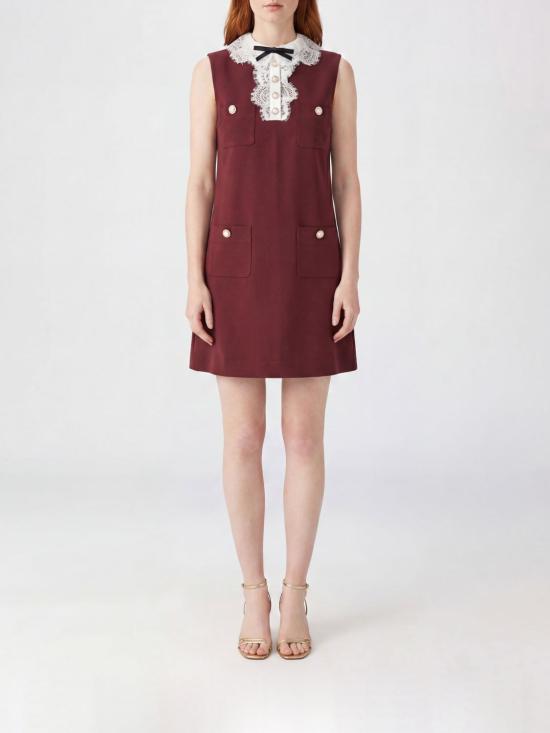 26FW 셀프 포트레이트 미디 원피스 PF26001SBBU Burgundy