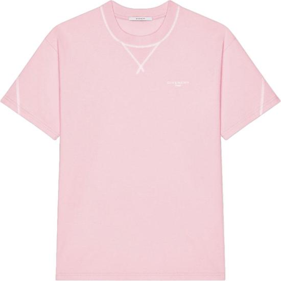 26FW 지방시 반팔 티셔츠 GIVENCHYBM71P53YR8681COUTURESEAMCONTRASTEDSTITCHTSHIRTSHORTSLEEVETSHIRTSPINK