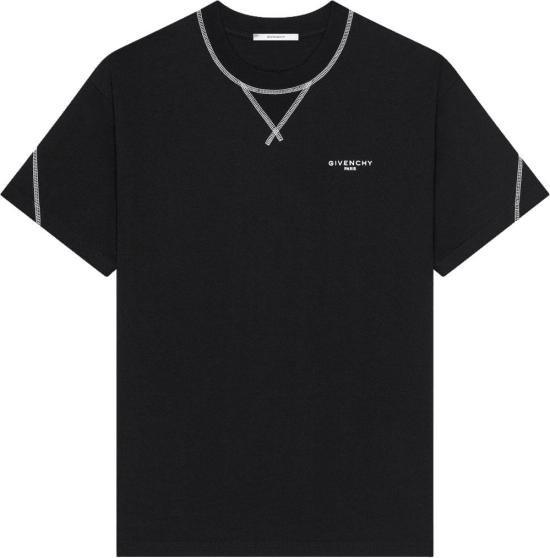 26FW 지방시 반팔 티셔츠 GIVENCHYBM71P53YR8001COUTURESEAMCONTRASTEDSTITCHTSHIRTSHORTSLEEVETSHIRTSBLACK
