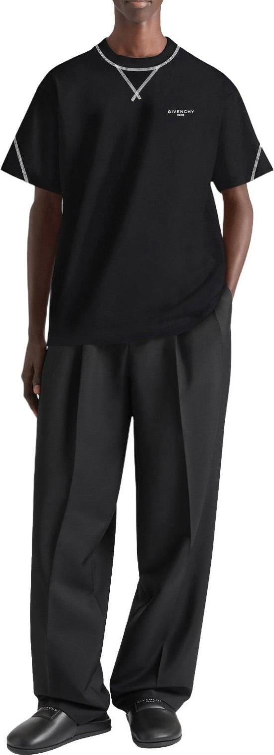 26FW 지방시 반팔 티셔츠 GIVENCHYBM71P53YR8001COUTURESEAMCONTRASTEDSTITCHTSHIRTSHORTSLEEVETSHIRTSBLACK - GIVENCHY