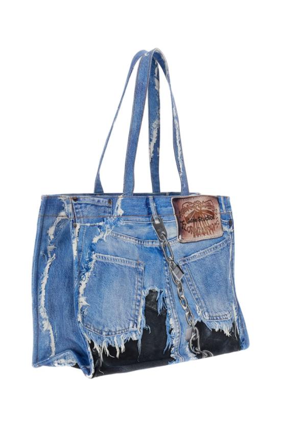 26SS 아크네 스튜디오 데님 프린트 토트 C10270863 Blue - ACNE STUDIOS