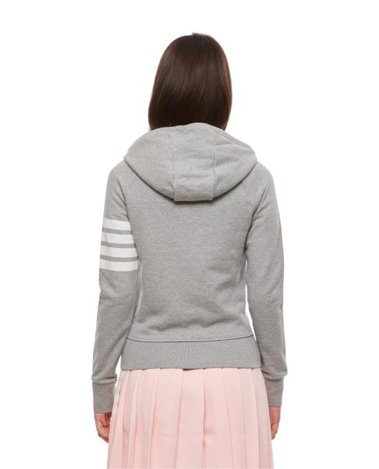  톰브라운 4바 루프백 저지 니트 엔지니어드 집업 후드 FJT001A00535055 Grey - THOM BROWNE