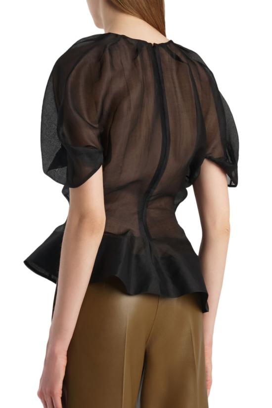 26FW 케이트 루미 실크 오간자 비대칭 탑 루미 실크 오간자 비대칭 탑 24893031200 Black - KHAITE