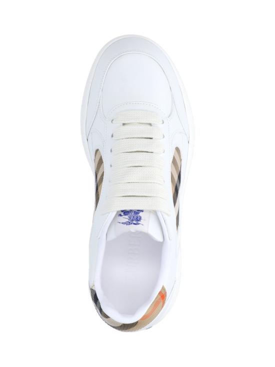 26FW 버버리 레더 체크 테라스 스니커즈 8108649A1464 White - BURBERRY