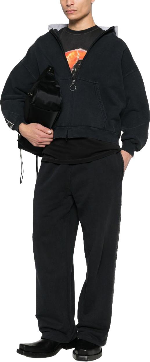 26SS 발렌시아가 스트라이프 패치드 후드 집업 후디 858137TTVP63563 BLACK - BALENCIAGA