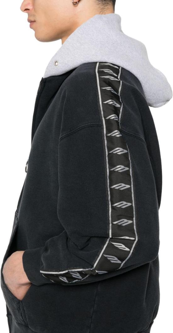 26SS 발렌시아가 스트라이프 패치드 후드 집업 후디 858137TTVP63563 BLACK - BALENCIAGA