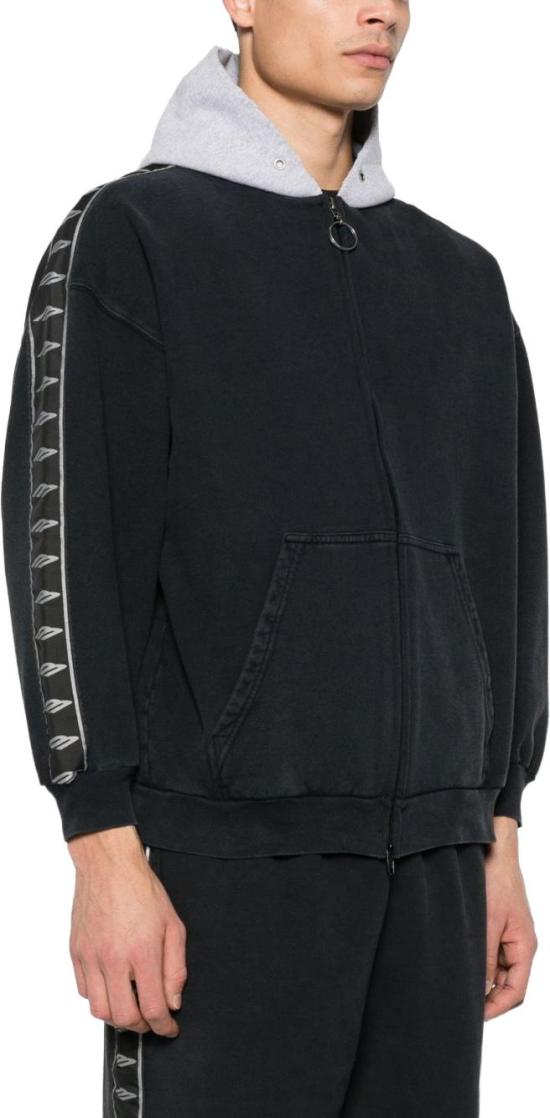 26SS 발렌시아가 스트라이프 패치드 후드 집업 후디 858137TTVP63563 BLACK - BALENCIAGA