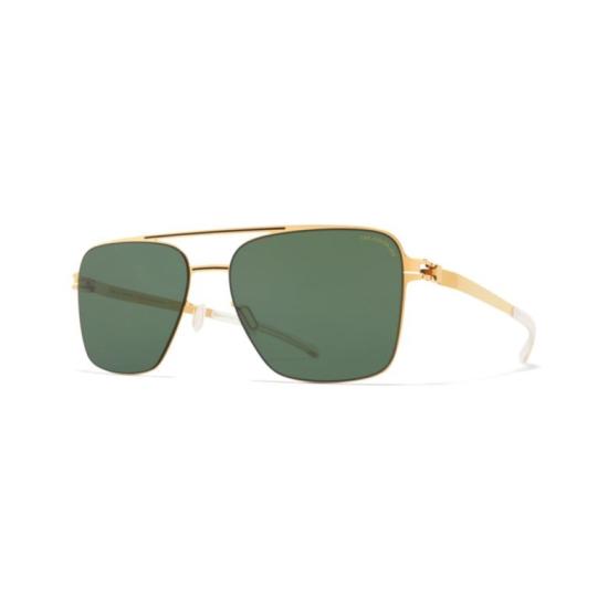  마이키타 선글라스 직사각형 금속 프레임에 짙은 녹색 렌즈가 달린 - MYKITA