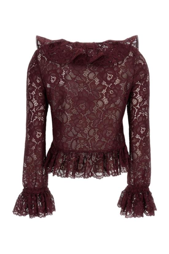 26FW 셀프 포트레이트 블라우스 PF26102TBUBURGUNDY Burgundy - SELF PORTRAIT