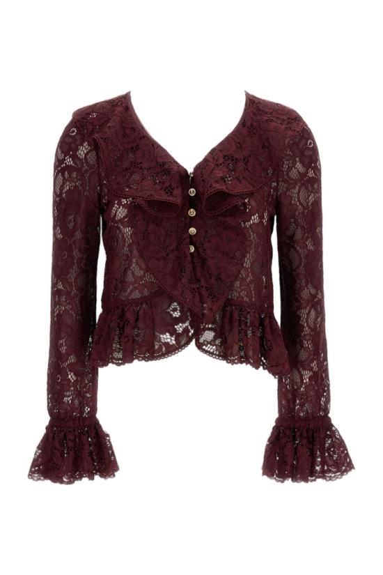 26FW 셀프 포트레이트 블라우스 PF26102TBUBURGUNDY Burgundy
