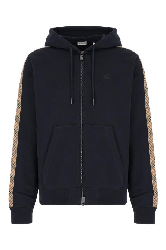 26SS 버버리 체크 트리밍 코튼 지퍼 후디 8118990 A1222 NAVY