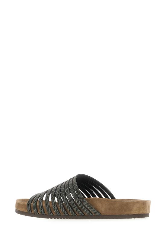 26SS 브루넬로 쿠치넬리 프레셔스 스트랩 스웨이드 슬라이드 MZGAG3157 C101 NERO - BRUNELLO CUCINELLI