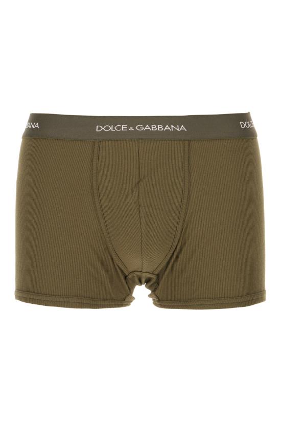 26SS 돌체앤가바나 로고 리브드 코튼 레귤러핏 복서 브리프 M4C13JONN96 V4026 Verde militare