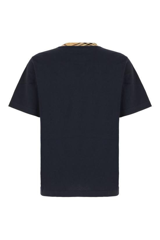 26SS 버버리 체크 트림 코튼 티셔츠 8118959 A1222 NAVY - BURBERRY