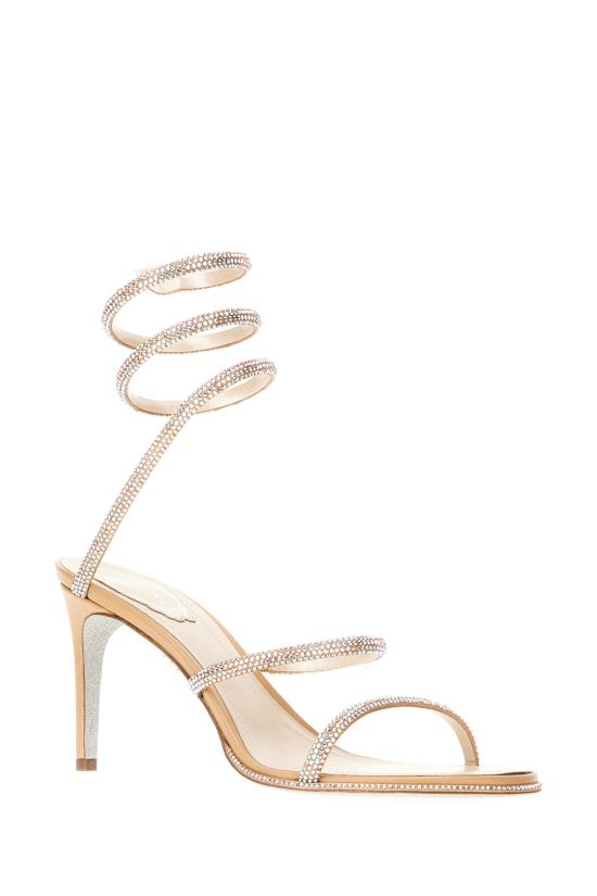 26FW 르네 카오빌라 샌들 C12538080 RN01V195 BEIGE SATIN LAMB TOPAZ AB STRASS - RENE CAOVILLA