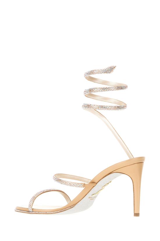 26FW 르네 카오빌라 샌들 C12538080 RN01V195 BEIGE SATIN LAMB TOPAZ AB STRASS - RENE CAOVILLA