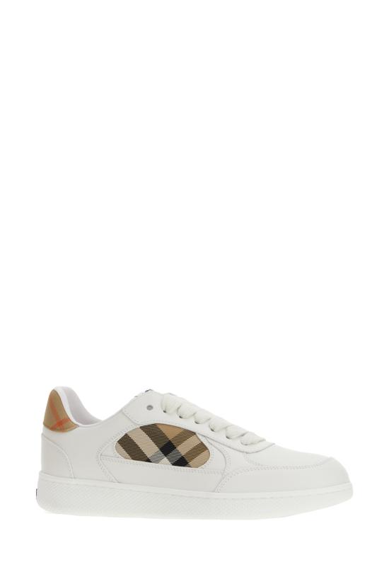 26FW 버버리 레더 체크 테라스 스니커즈 8108654 A1464 WHITE SAND IP CHK - BURBERRY