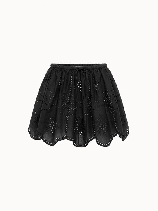  마토 숏 스커트 Matteau Broderie 미니 스커트 블랙