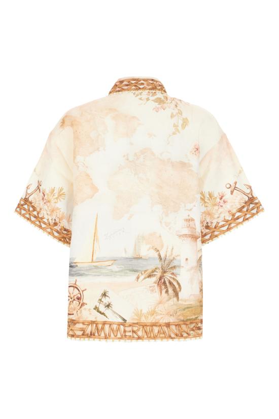 26FW 짐머만 셔츠 7632TSS263 ISMB ISLAND MAP BLUE - ZIMMERMANN