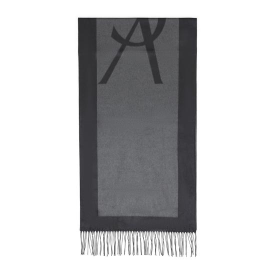 26FW 생로랑 실크 자카드 캐시미어 스카프 794861 3Y009 1261 GRAPHITE DARK GREY - SAINT LAURENT