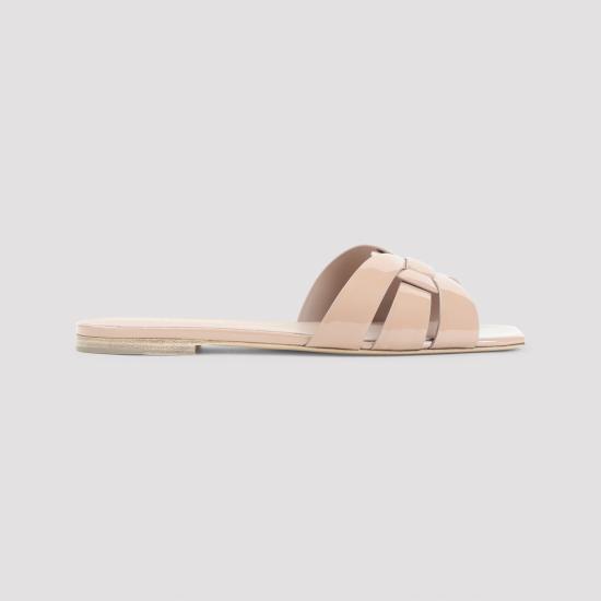 26FW 생로랑 페이턴트 레더 트리뷰트 플랫 샌들 571952 AAAOW 9935 NUDE - SAINT LAURENT