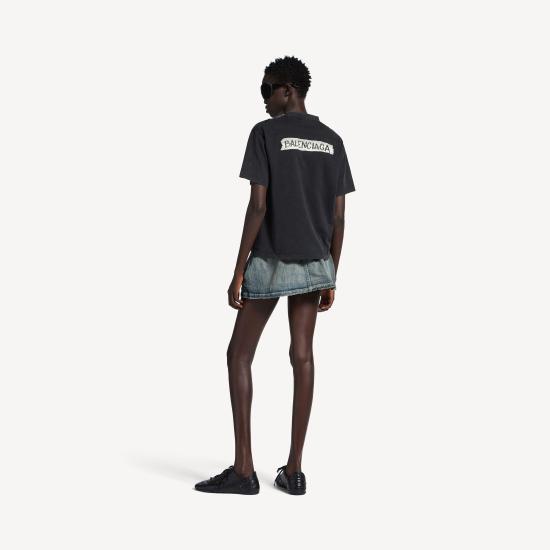 26SS 발렌시아가 마스킹 테이프 티셔츠 850990TTVL6 1041 FADED WSHD BLACK - BALENCIAGA