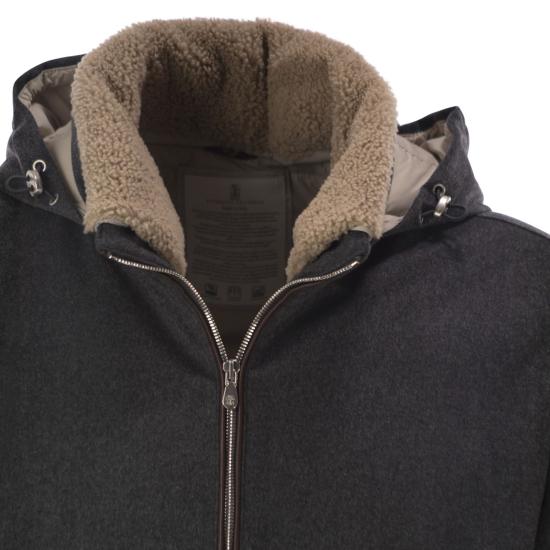 26FW 브루넬로 쿠치넬리 본디드 울 플란넬 탈부착 후드 다운 자켓 MM4701606 ANTHRACITE - BRUNELLO CUCINELLI