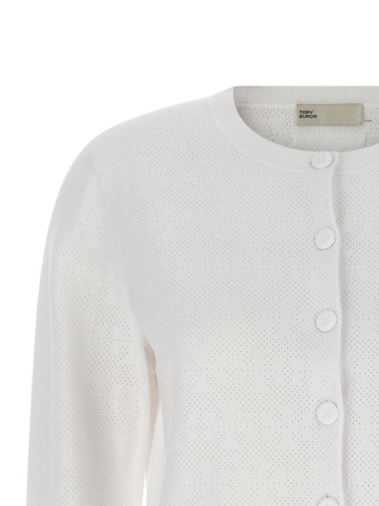  토리버치 가디건 포인트엘 스트레치 비스코스  화이트 - TORY BURCH