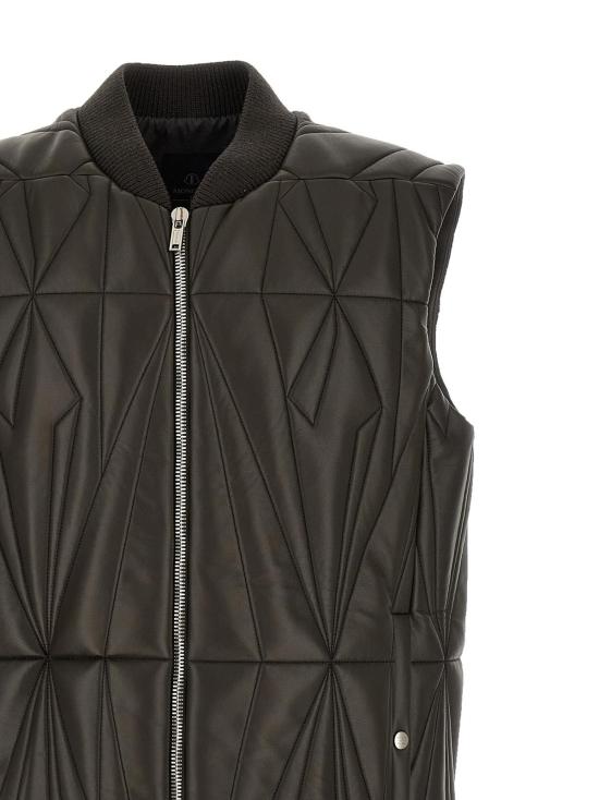  릭 오웬스 가죽 자켓 X 몽클레르 지오카모 플라이트 가죽 베스트 브라운 - RICK OWENS