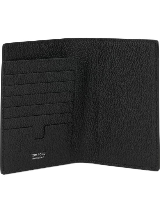 26FW 톰포드 그레인 레더 폴딩 카드 홀더 Y0274LCL158SNAA Black - TOMFORD