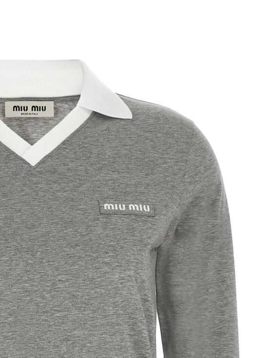 26FW 미우미우 폴로 티셔츠 MJLA57SOOO192QF052N Gray - MIU MIU