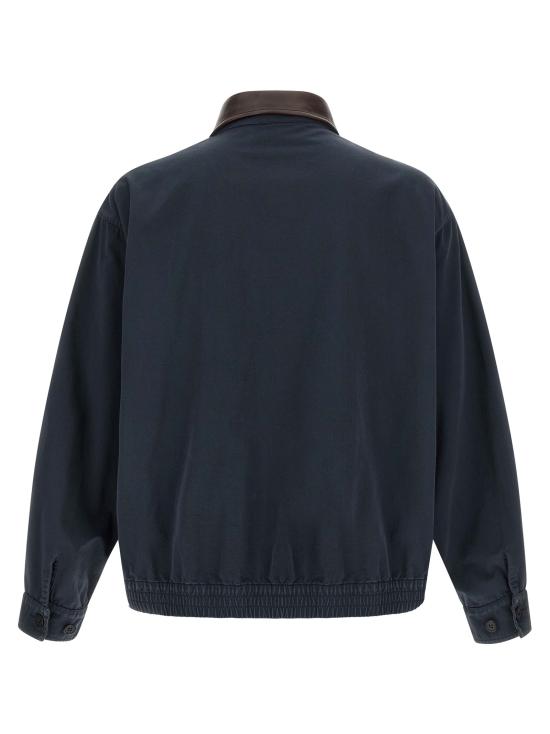 26FW 프라다 코튼 자켓 레더 디테일 SGD189SOOO192AF0008 Blue - PRADA