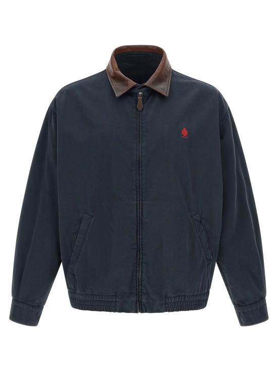 26FW 프라다 코튼 자켓 레더 디테일 SGD189SOOO192AF0008 Blue