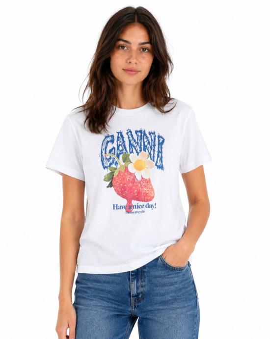  가니 반팔 티셔츠 A1050201 151 Bright white - GANNI