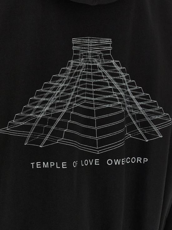  릭 오웬스 후드 티셔츠 헤비 코튼 저지 후드티 블랙 - RICK OWENS