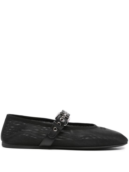 26SS 미우미우 메쉬 패브릭 발레리나 5F373E099F005F0002 BLACK