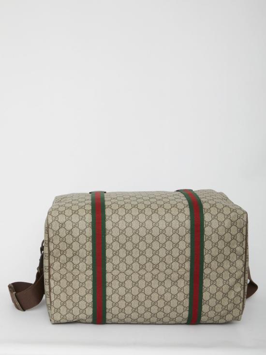 26FW 구찌 라지 더플백 스퀘어 웹 소프트 GG 수프림 758664FACK79768 BEIGE BROWN - GUCCI