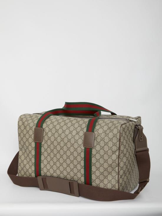26FW 구찌 라지 더플백 스퀘어 웹 소프트 GG 수프림 758664FACK79768 BEIGE BROWN - GUCCI