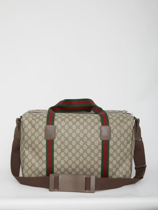 26FW 구찌 라지 더플백 스퀘어 웹 소프트 GG 수프림 758664FACK79768 BEIGE BROWN