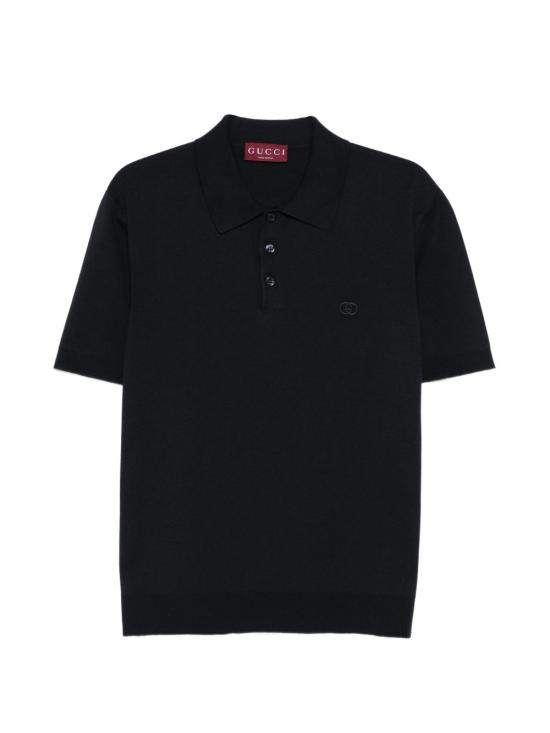 26SS 구찌 자수 실크 코튼 폴로 셔츠 853378XKFDL4255 DARK BLUE
