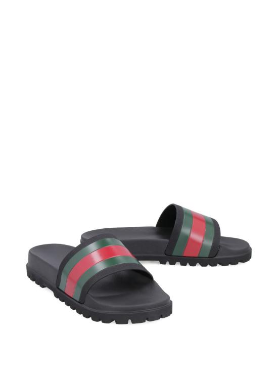26FW 구찌 웹 러버 슬라이드 샌들 429469GIB101098 BLACK - GUCCI