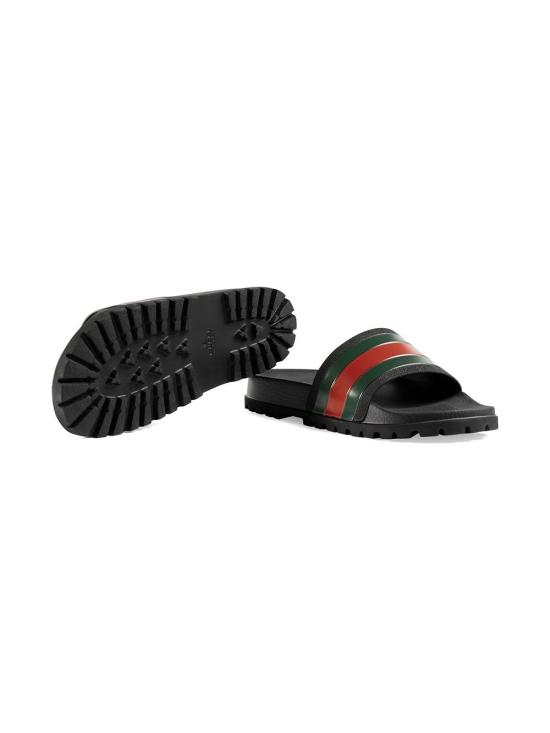 26FW 구찌 웹 러버 슬라이드 샌들 429469GIB101098 BLACK - GUCCI