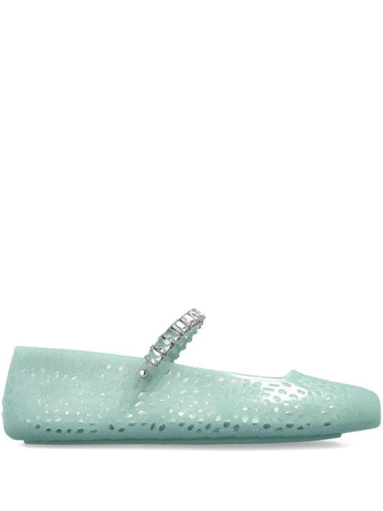 26FW 지미추 플랫 슈즈 THEJELLYNTXLIGHTVERDESILVER GREEN