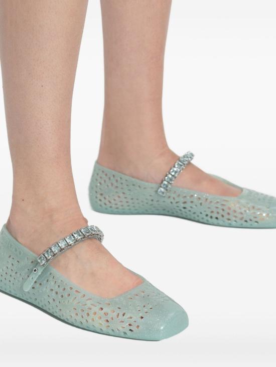 26FW 지미추 플랫 슈즈 THEJELLYNTXLIGHTVERDESILVER GREEN - JIMMY CHOO