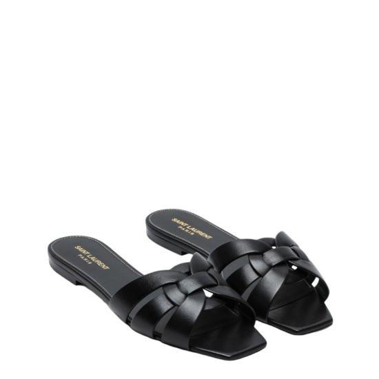 26FW 생로랑 스무스 레더 트리뷰트 플랫 뮬 571952BDA001000 BLACK