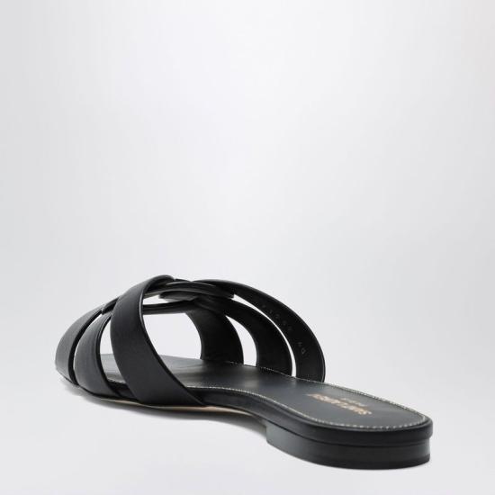 26FW 생로랑 스무스 레더 트리뷰트 플랫 뮬 571952BDA001000 BLACK - SAINT LAURENT