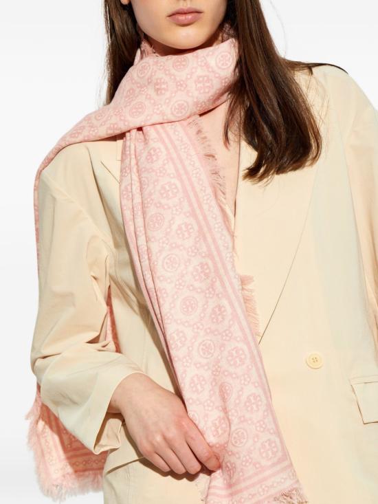 26FW 토리버치 T 모노그램 플로럴 오블롱 스카프 181355650 PINK - TORY BURCH